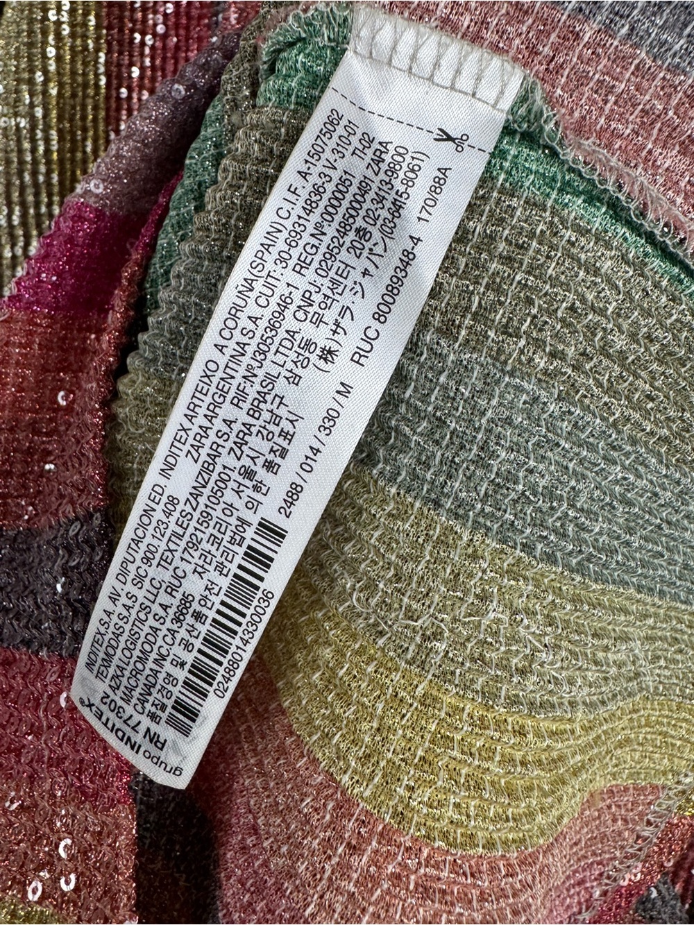 Zara Sz M Rainbow Stripe Sparkly Sequin Midi Dress Bloggers Fav Festival Disco - Picture 10 of 13